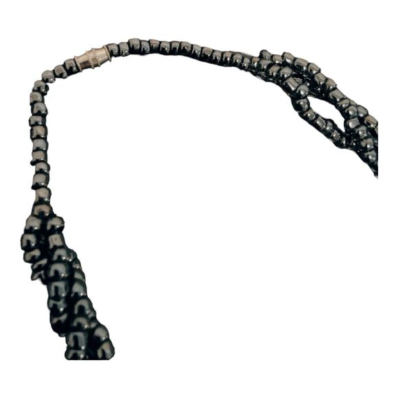 Vintage Multi strand Necklace Beaded Black/Turquoise Blue Stone Chips Howlite - Picture 4 of 5